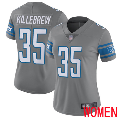 Detroit Lions Limited Steel Women Miles Killebrew Jersey NFL Football #35 Rush Vapor Untouchable->women nfl jersey->Women Jersey